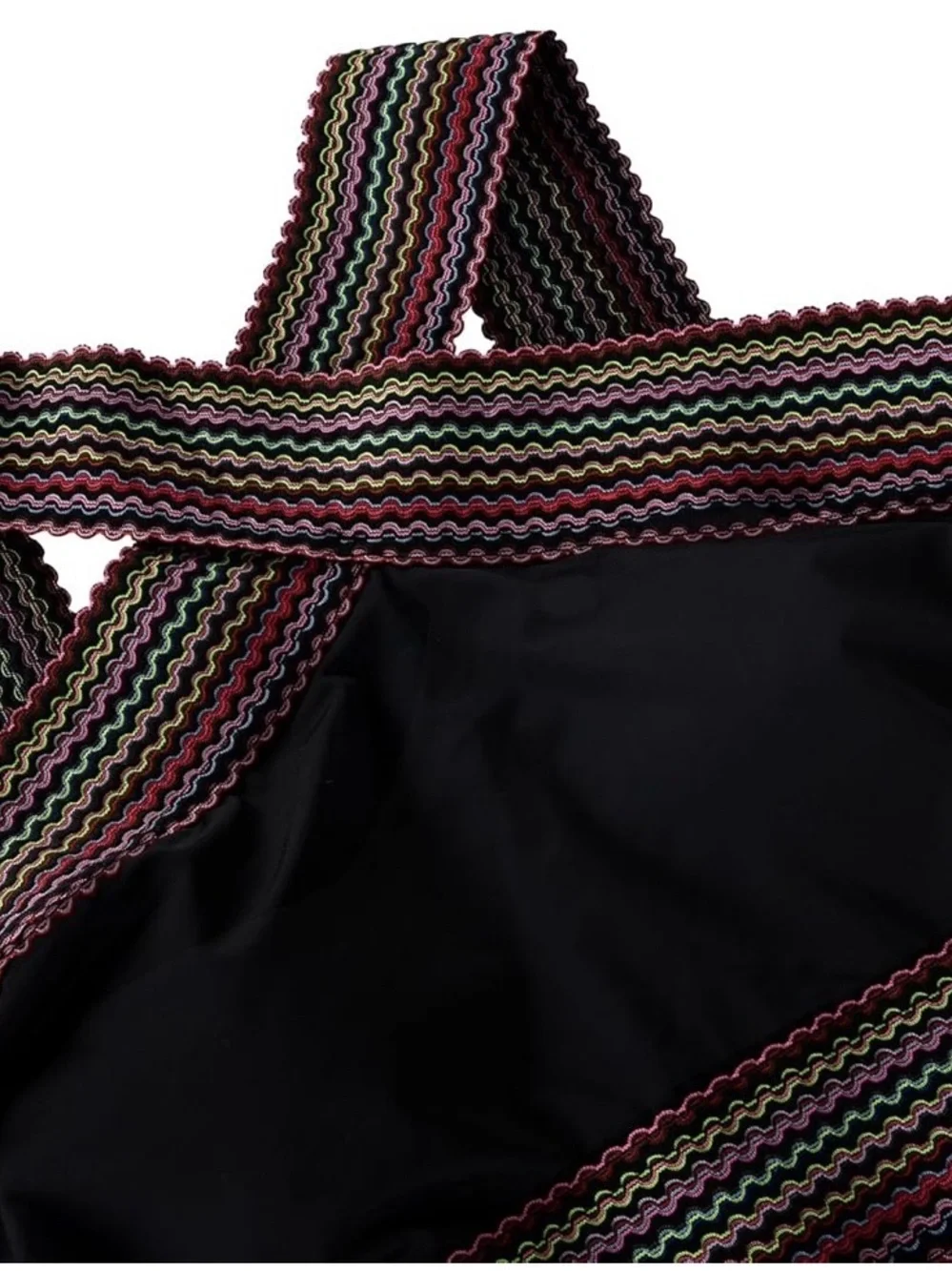 Black Kids One-Piece Swimsuit with Multicolor Striped Trim